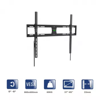 Suporte de parede para TV fixo Akyga AK-MB-09, 37-85 polegadas, 60 kg, VESA 800x600, preto