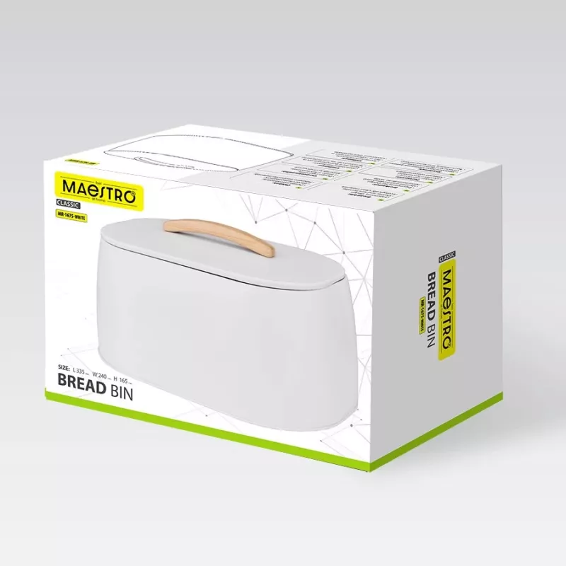 Caixa de pão Maestro MR-1675-WHITE — caixa de pão branca