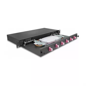 Caixa de fusão de fibra ótica DeLOCK 66999 preto metal 482x220x44mm