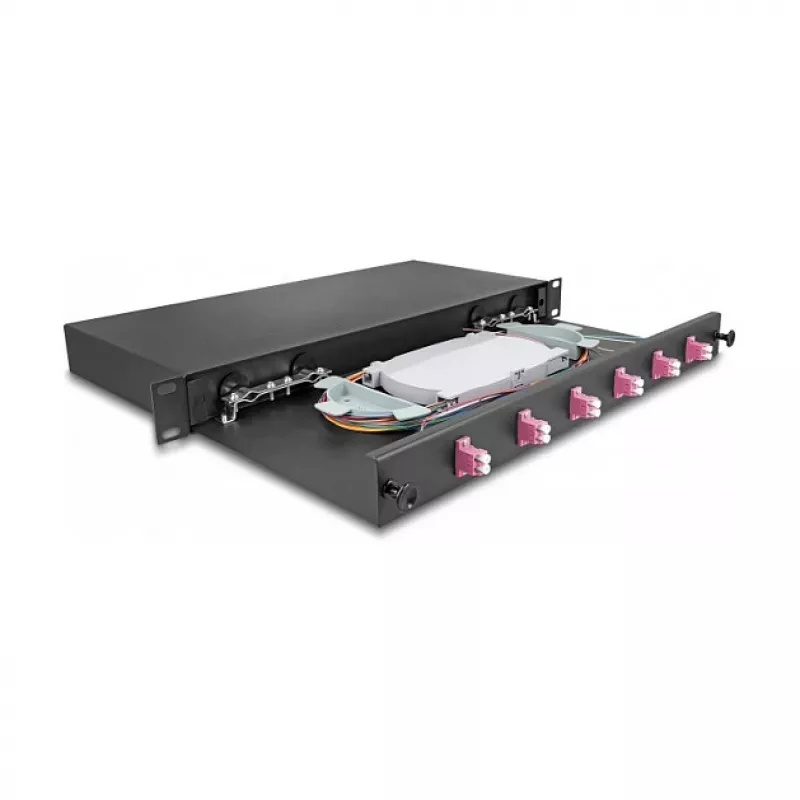 Caixa de fusão de fibra ótica DeLOCK 66999 preto metal 482x220x44mm