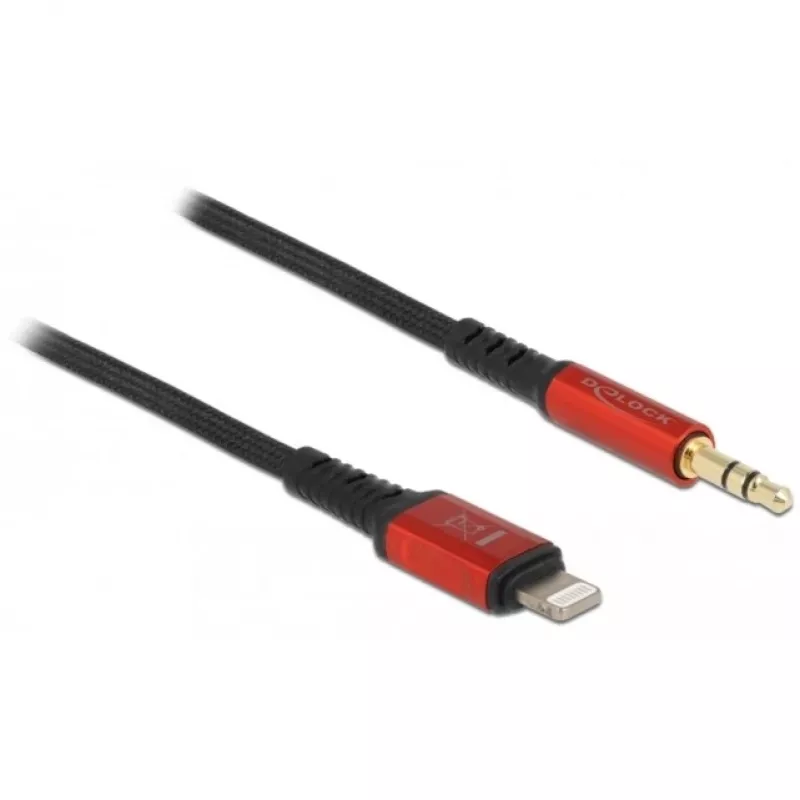 Delock - cabo Lightning para tomada de auscultadores - Lightning macho para mini-phone estéreo 3,5 mm macho - 50cm - preto, vermelho (86586)