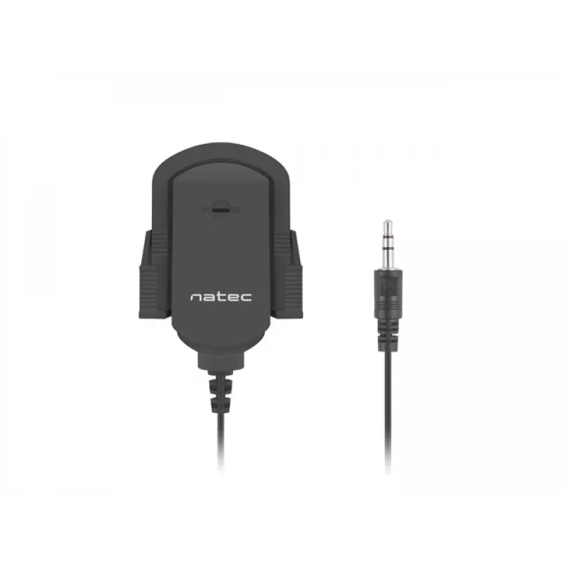 Microfone de lapela NATEC NMI-1352, com fios 3,5 mm, sensibilidade -58 dB, 50–16000 Hz, cabo de 1,8 m, 20 g