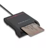 Leitor de cartões de ID QOLTEC Smart-Chip — USB, preto, 84,5×65×16 mm, 63 g