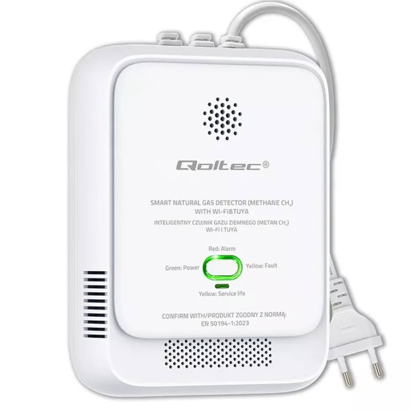Detetor de fuga de gás QOLTEC NG Tuya — detetor de gás natural (CH4), compatível com smart Tuya
