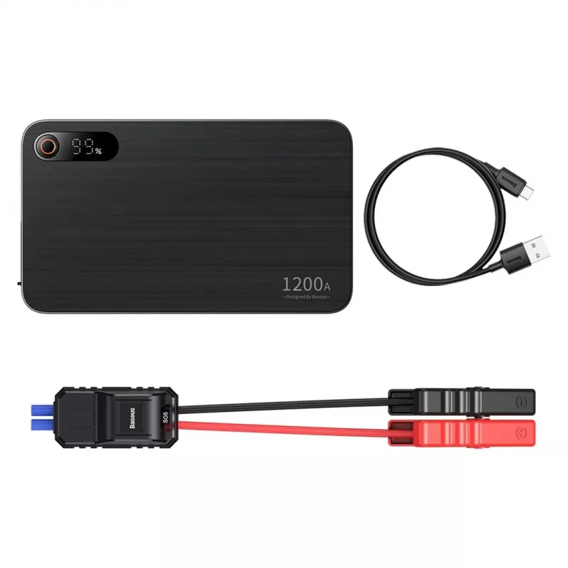 Powerbank/Arrancador Baseus Pro+ Arrancador de automóvel, 12000mAh, 1200A, USB (Preto)
