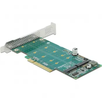 Placa DeLOCK PCI Express x8 para 2 x NVMe M.2 Key M internos com bifurcação, formato low-profile