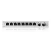 Switch gerido L2 Gigabit Zyxel GS1200-10v3 — 8x Gigabit (10/100/1000), 20 Gbps, MAC 4000, secretária, cinzento