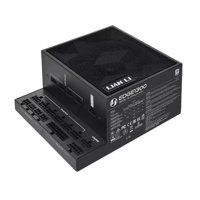 Fonte de alimentação Lian Li EDGE EG1300 de 1300 W, 80 PLUS Platinum, ATX 3.1, PCIe 5.1, preta