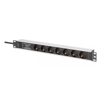 Régua de tomadas PDU Digitus DN-95441 7 saídas AC 1U Preto Prateado