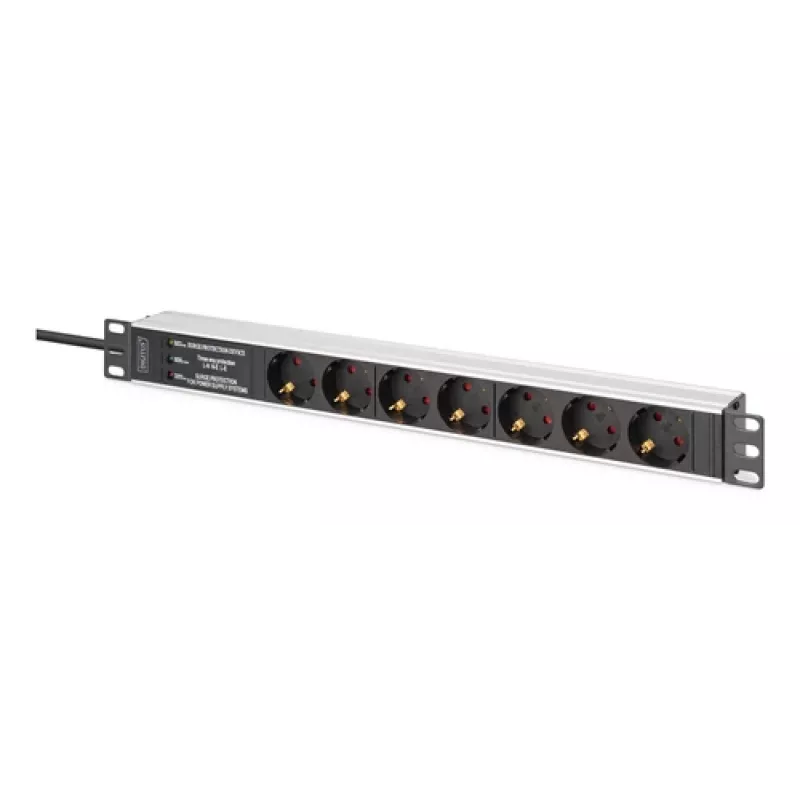 Régua de tomadas PDU Digitus DN-95441 7 saídas AC 1U Preto Prateado