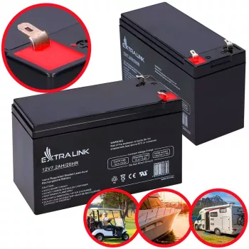 Bateria de UPS Extralink AGM 12V 7,2Ah (7Ah) chumbo-ácido selada VRLA, sem manutenção, preto