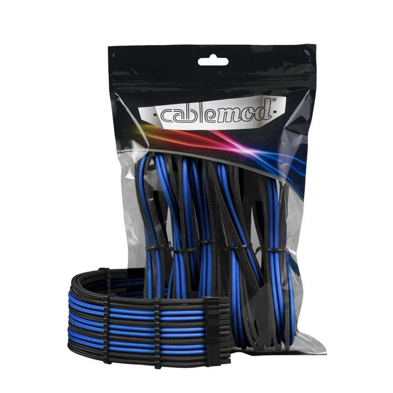 Kit de extensão de cabo CableMod PRO ModMesh 12VHPWR preto/azul — extensão de alimentação para GPU 12VHPWR