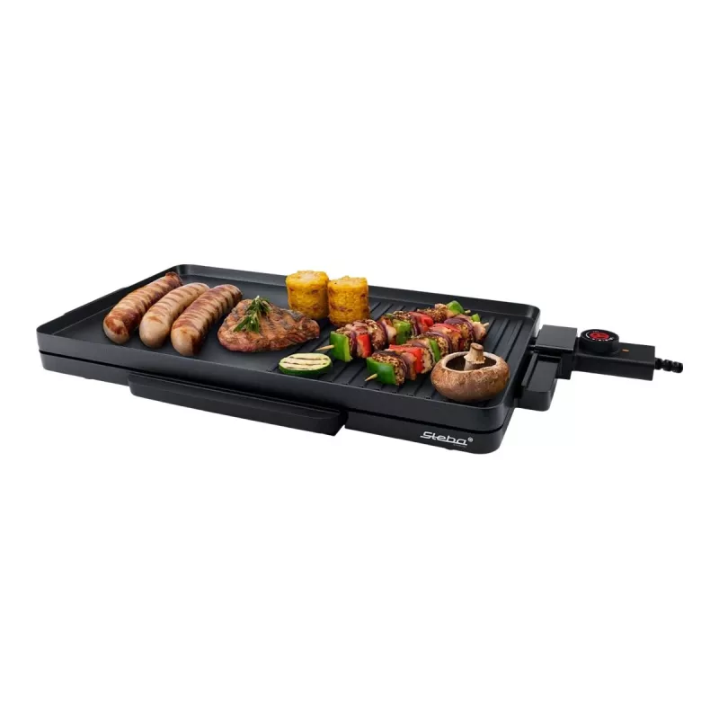 Grelhador de mesa elétrico Steba VG 30 fino com regulação de temperatura ajustável, preto