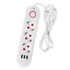 Extensão elétrica MACLEAN MCE394W — 3 tomadas, 3×USB 2,1A, 110–240V AC, 2500W, cabo de 1,5 m, branco