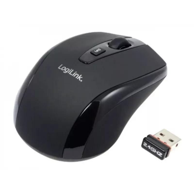 Rato LogiLink ótico sem fios 2,4 GHz mini - rato - ótico - 3 botões - sem fios - 2,4 GHz - recetor sem fios (USB) - preto (ID0031)