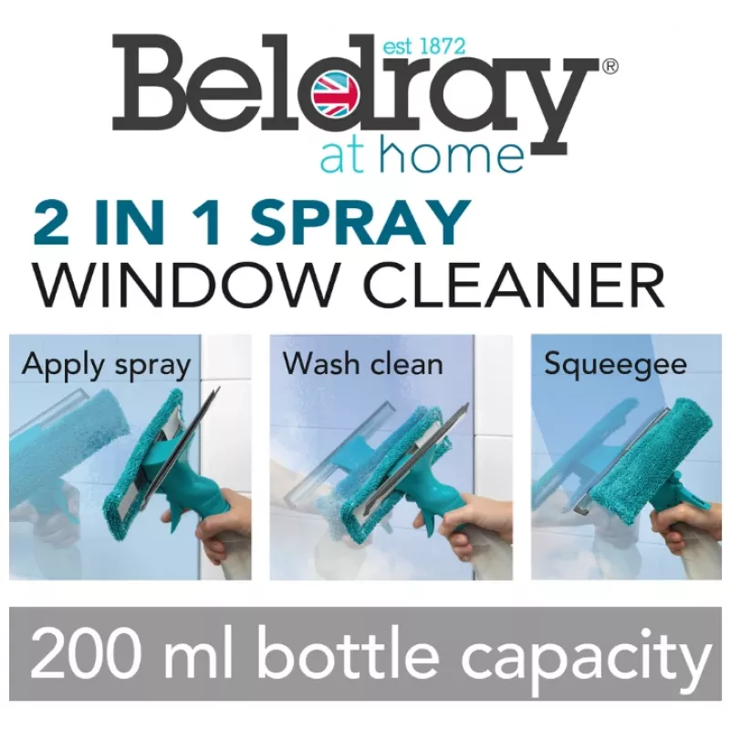 Limpeza de janelas 2-em-1 Spray Beldray LA024275TQEU7 – ferramenta de pulverização e rodo