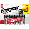 Pilhas Energizer alcalinas Max AA LR6, 8 unid., embalagem ecológica