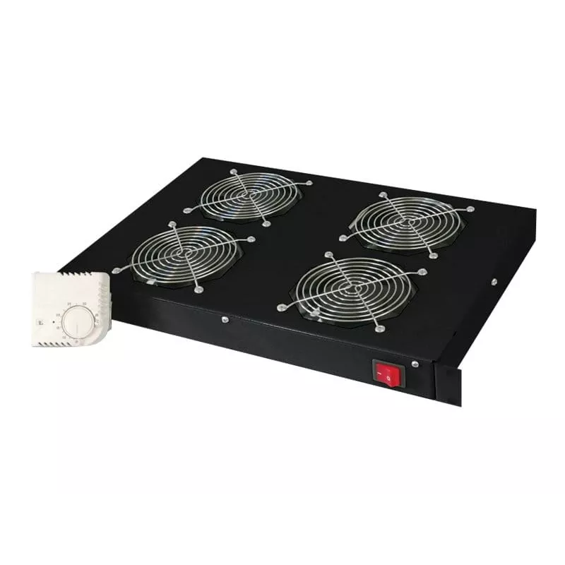 Digitus DN-19 FAN-4-HO-SW unidade de ventilação de teto de 19 polegadas, 4 ventoinhas, termóstato, preto