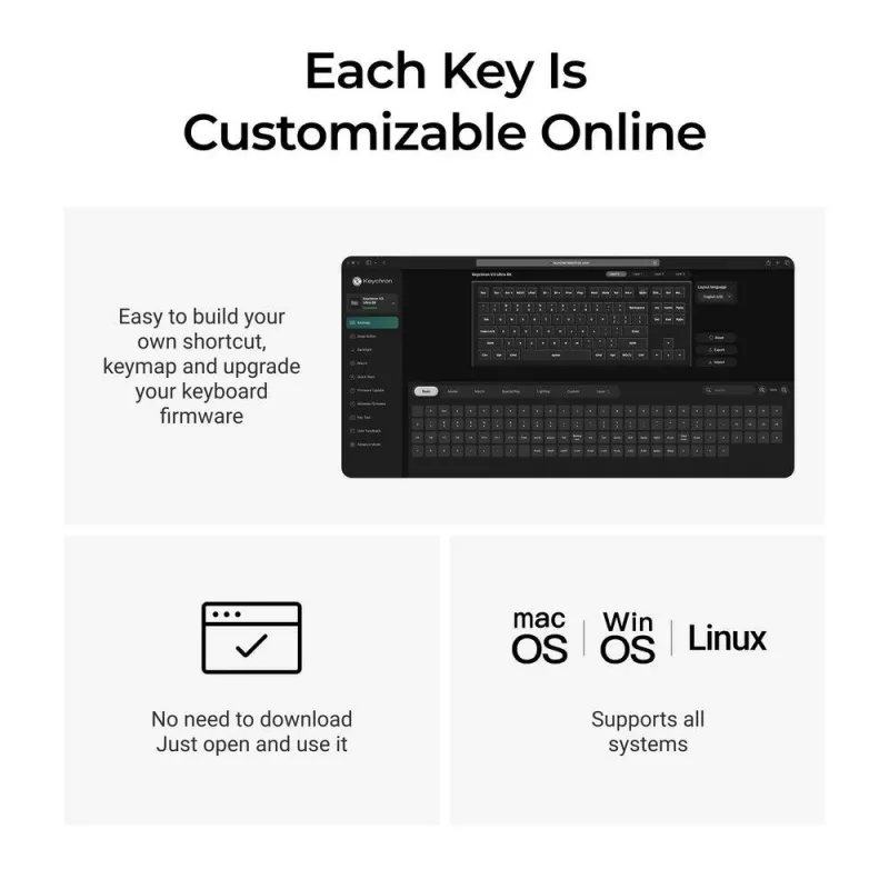 Teclado mecânico Keychron V3 Ultra 8K — com fios e Bluetooth, layout QWERTY, RGB LED, preto
