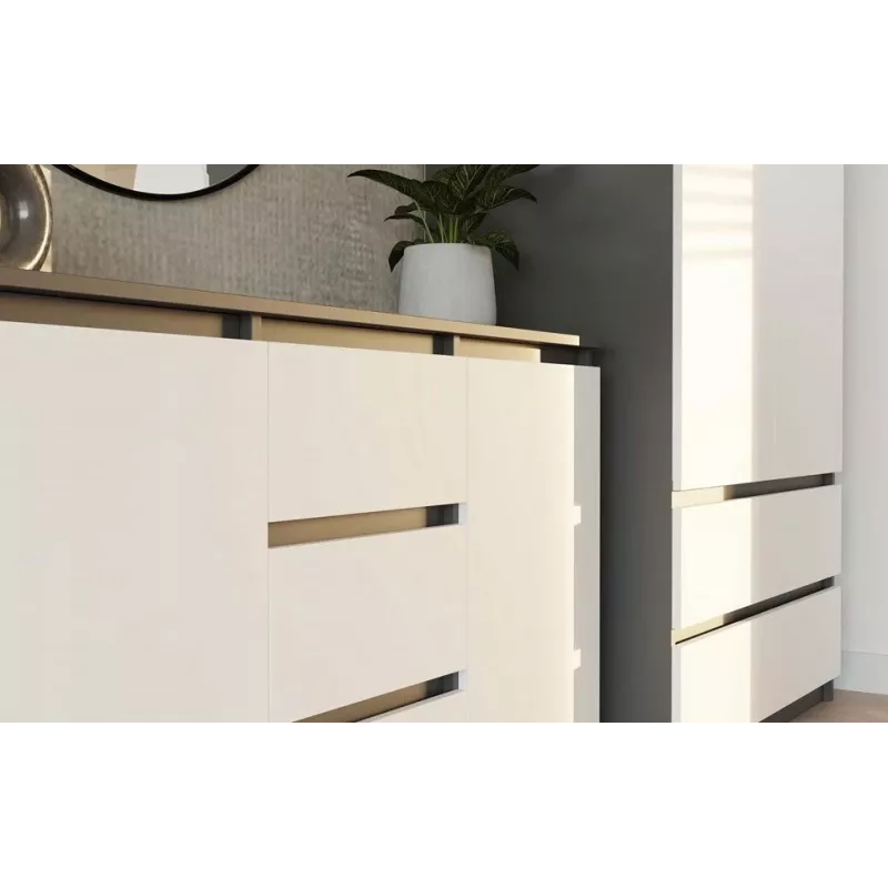 Cómoda 2 portas 3 gavetas top e shop M-MP-K-MAL-2D3S-ANTBIA — estrutura antracite, portas brancas, 1200×750×400 mm