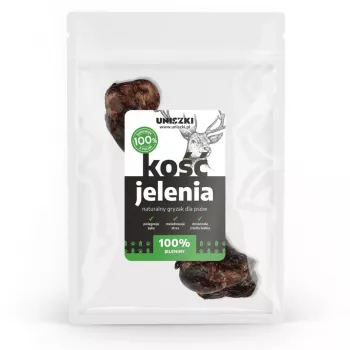 Snack para cães UNISZKI osso de veado médio — snack natural individual para cães de porte médio 10–25 kg, sem cereais, sem glúten, sem conservantes, saco