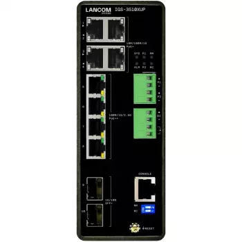 Switch gerido LANCOM IGS-3510XUP Layer 3, 8x portas 2.5G RJ-45, suporte 10G, PoE, comutação 68 Gbit/s