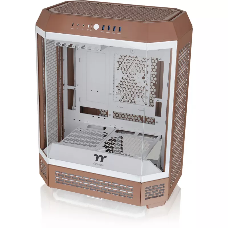 Caixa Thermaltake The Tower 600 CA-1Z1-00MUWN-00 Midi Tower ATX, vidro temperado, 2 ventoinhas de 140 mm, suporte para unidades de 3,5/2,5 polegadas, Mocha Mousse