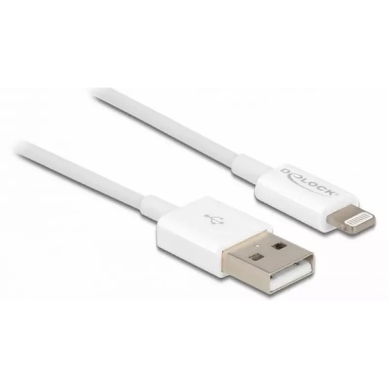 Cabo USB de dados e carregamento DeLOCK 83000 para iPhone iPad iPod branco 1 m