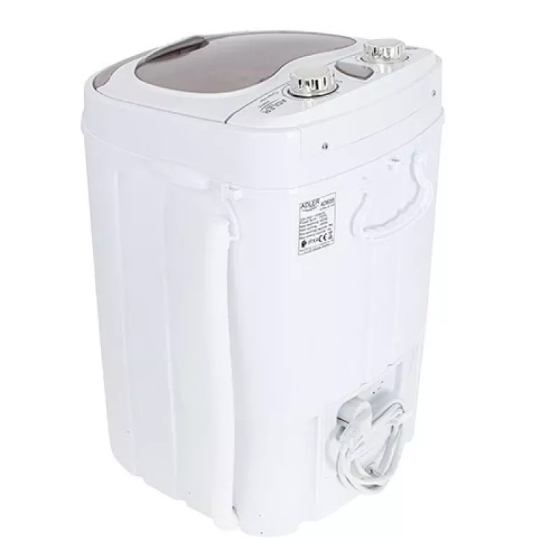 Máquina de lavar de carga superior Adler AD 8055, portátil, capacidade 3 kg, creme, botão rotativo, 150 W