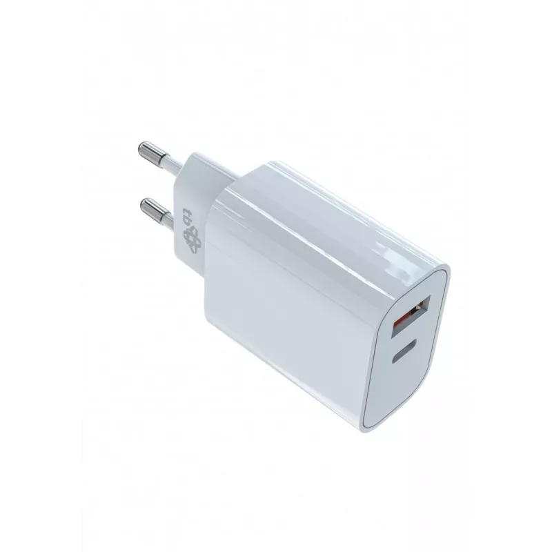 Carregador universal 2x3A USB C + USB A Power Delivery Branco