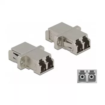 Acoplador de fibra ótica DeLOCK LC Duplex fêmea para LC Duplex fêmea monomodo metal
