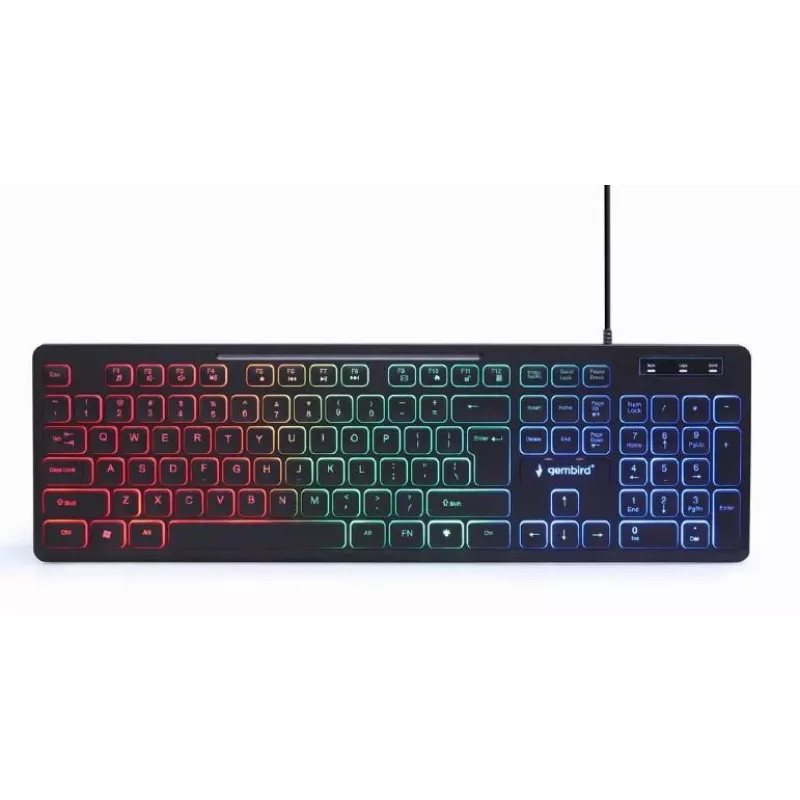 Teclado Full-Size com fios com rato Gembird KBS-UML-01 — USB, QWERTY US, 104 teclas, preto