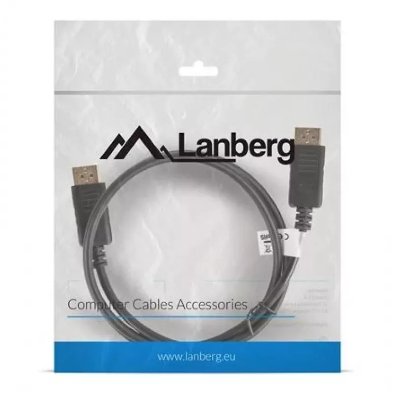 Cabo DisplayPort Lanberg 19 Pin V1.2 4K, 1M | CA-DPDP-10CC-0010-BK | DisplayPort para DisplayPort