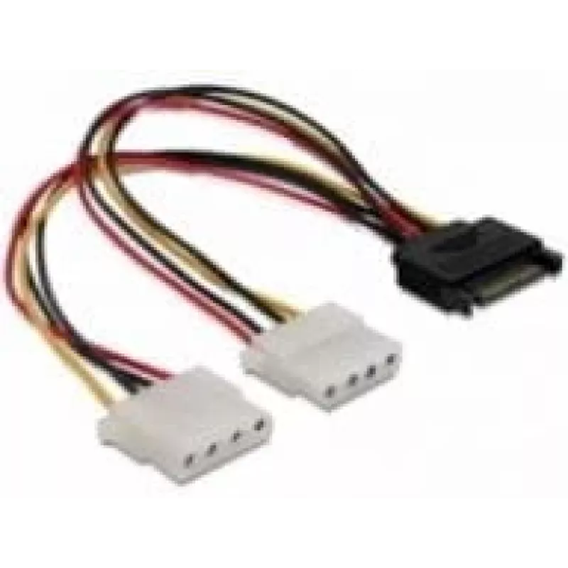 SATA 15 pinos para 2x conector fêmea Molex de 4 pinos 20 cm DeLOCK 65159