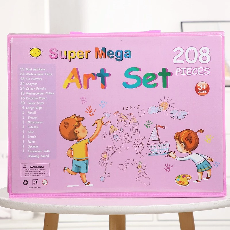 Conjunto de arte Extralink 208 peças — conjunto de pintura com pincéis, tintas, canetas