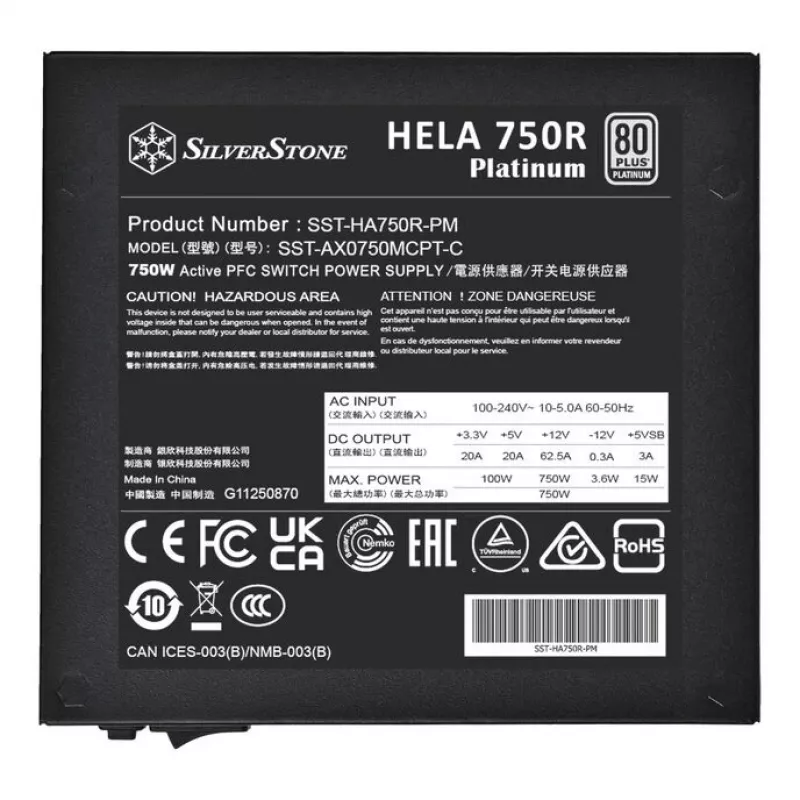 Fonte de alimentação SilverStone HELA 750R 750 Watt