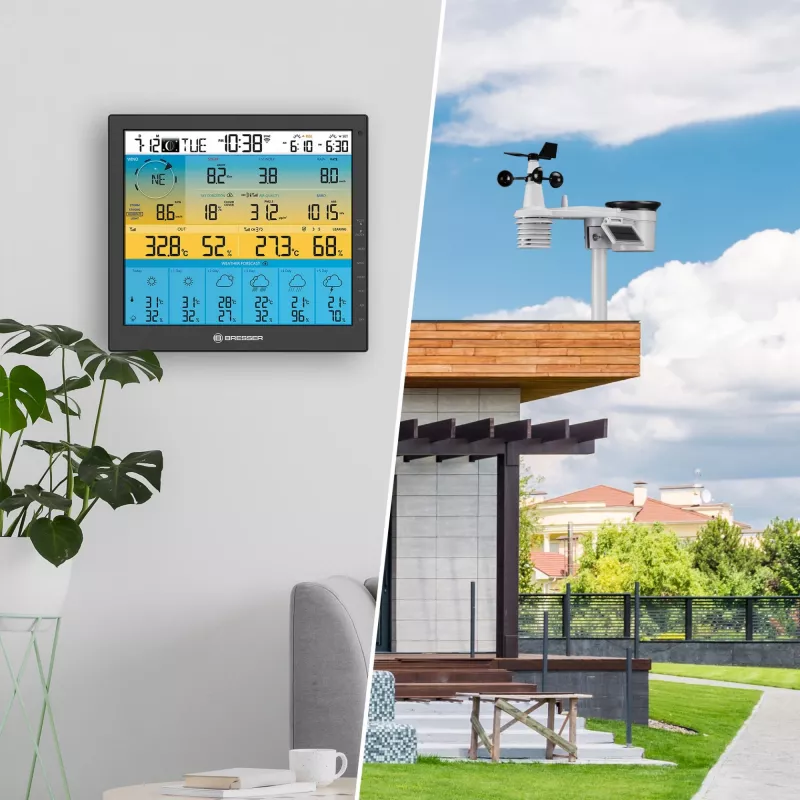 Bresser 7003220 Weather Center 7-in-1 Solar 6-Day 4cast Pro SF estação meteorológica digital, LCD, preta