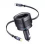 Carregador de automóvel Baseus Enjoyment Max 60W com cabos USB-C e Lightning, carregamento rápido de porta dupla