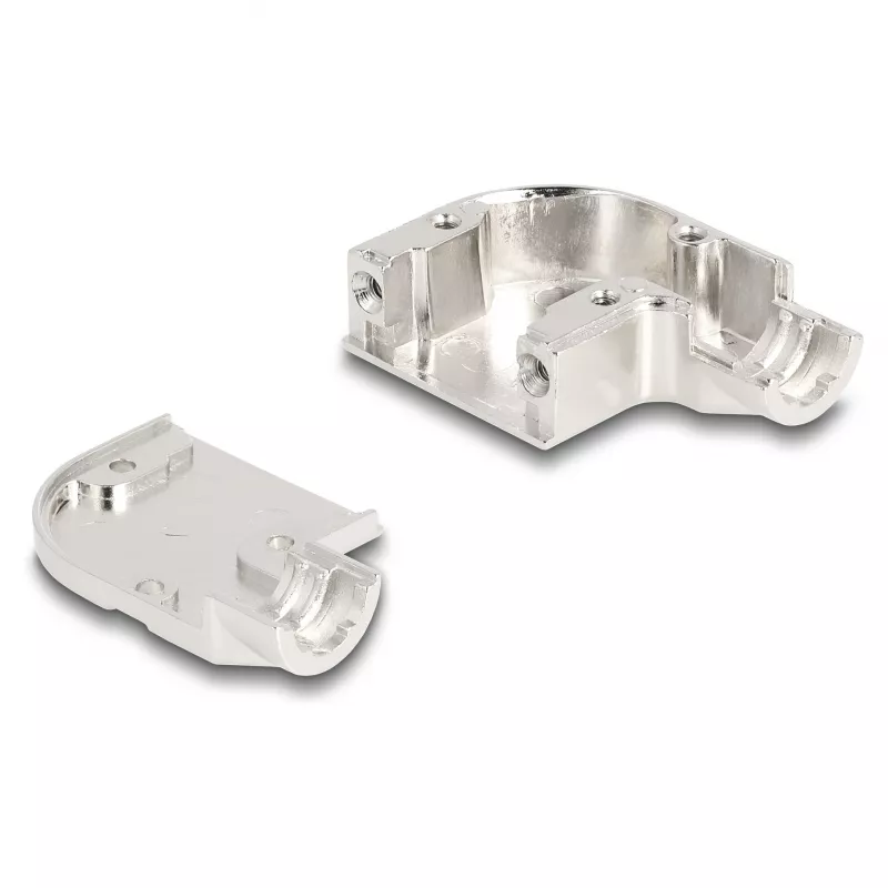 Passa-cabos DELOCK caixa D-Sub para 9 pinos macho/fêmea com ângulo metálico 90° angular, prateado, 33×47×16 mm