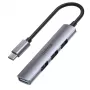 Hub USB-C Unitek H1208B — 1x USB-A 5 Gbit/s, 3x USB-A 2.0, host USB-C, caixa em alumínio, cabo de 0,20 m