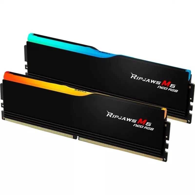DIMM 32 GB DDR5-6000 (2x 16 GB) Dual-Kit, memória RAM preta, F5-6000J3636F16GX2-RM5NRK, Ripjaws M5 Neo RGB, AMD EXPO