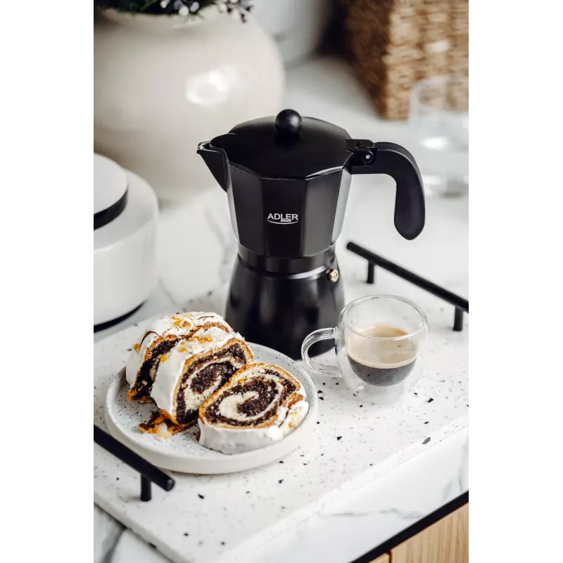 Máquina de café expresso Adler AD 4421 — bomba de 15 bar, caixa preta