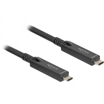 Cabo USB-C ótico ativo 8K Vídeo + Dados + PD (preto, 15 metros, PD 60 Watt)