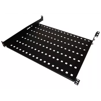 Prateleira fixa 19 polegadas 1U Alantec SA-P-19-1U-650-4-C-02, 650mm de profundidade, montagem em 4 pontos, preta