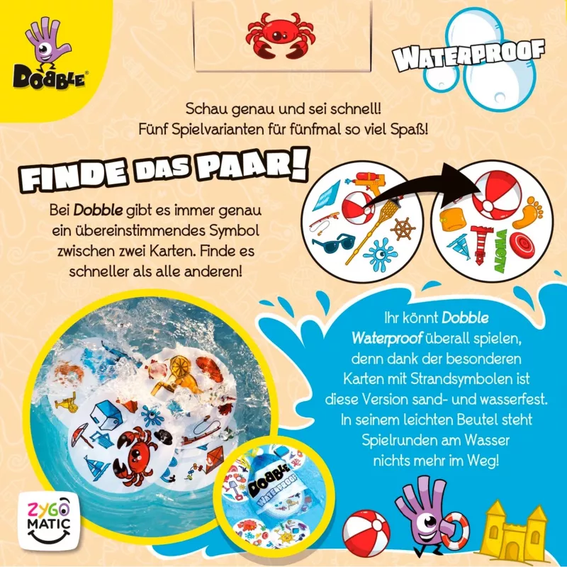Dobble Waterproof, jogo de cartas