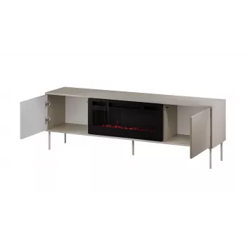 Móvel de TV com lareira Cama Meble TRESSE 180x40x54,5 cm — moldura preta, tampo em cashmere mate