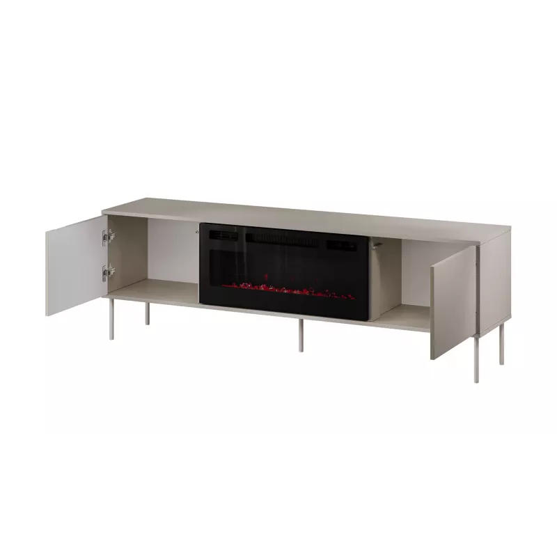 Móvel de TV com lareira Cama Meble TRESSE 180x40x54,5 cm — moldura preta, tampo em cashmere mate