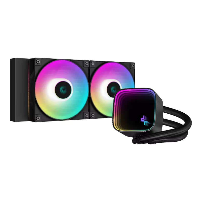 DeepCool LS520 SE AIO refrigeração líquida para CPU, 2 x 120 mm, ARGB, preto