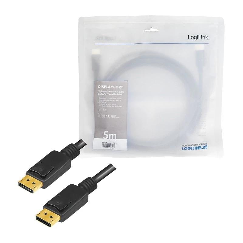 Cabo DisplayPort LogiLink CV0139 5 m preto