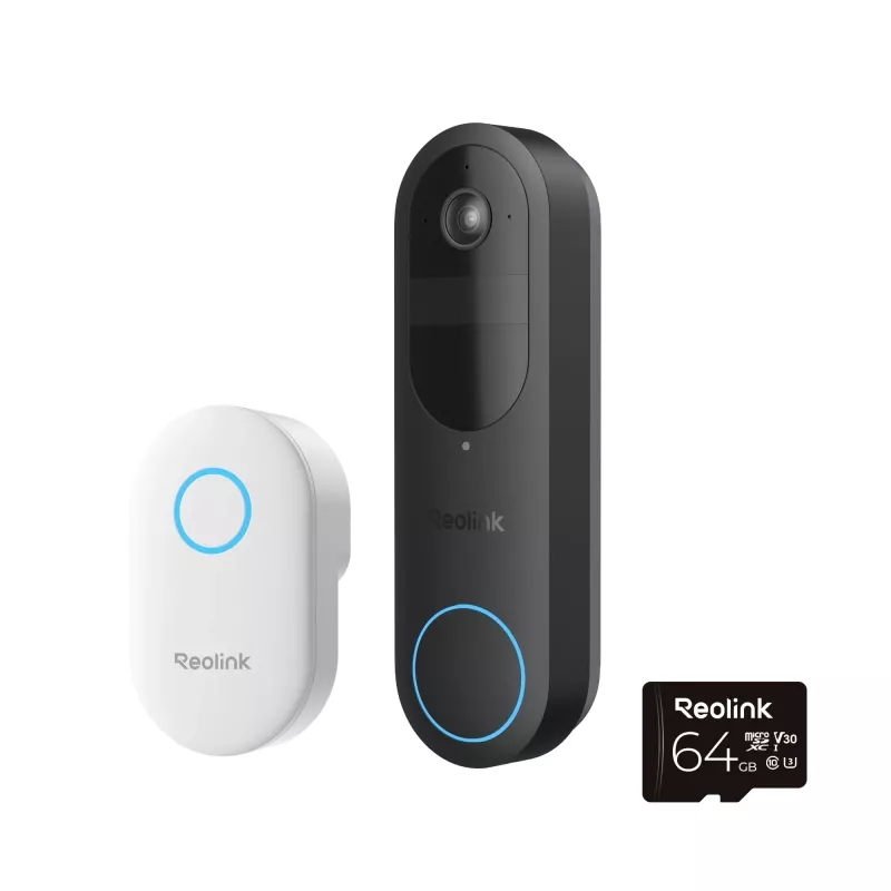 Reolink D340B conjunto de campainha de vídeo a bateria com gongo e cartão microSD de 64GB